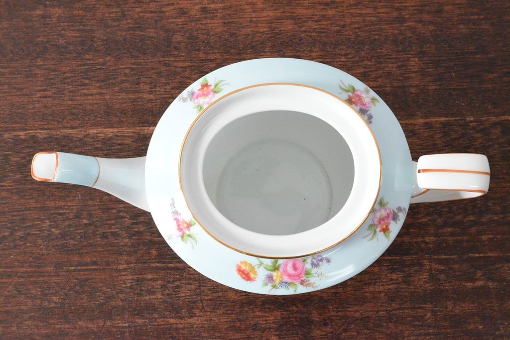 オールドノリタケ　花柄ハンドペイント　ティーポット(洋食器)(R-052500)
