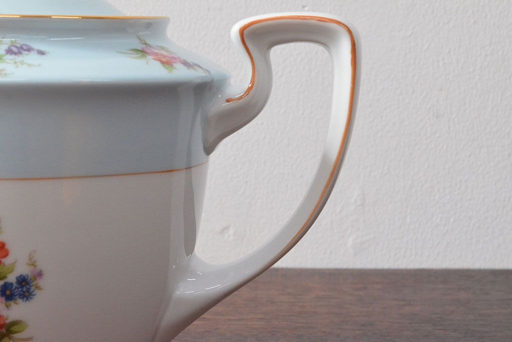 オールドノリタケ　花柄ハンドペイント　ティーポット(洋食器)(R-052500)