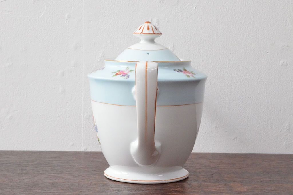 オールドノリタケ　花柄ハンドペイント　ティーポット(洋食器)(R-052500)