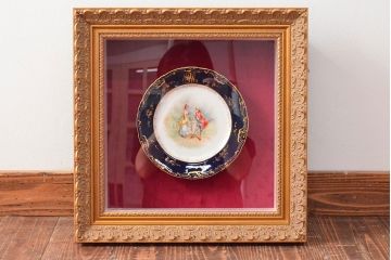 ドレスデン　ラム工房　瑠璃金彩　貴婦人と伯爵　額皿(飾り皿)(R-052503)