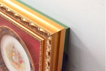 ドレスデン　ラム工房　瑠璃金彩　貴婦人と伯爵　額皿(飾り皿)(R-052503)