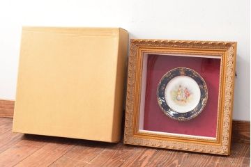 ドレスデン　ラム工房　瑠璃金彩　貴婦人と伯爵　額皿(飾り皿)(R-052503)