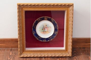 ドレスデン　ラム工房　瑠璃金彩　貴婦人と伯爵　額皿(飾り皿)(R-052504)