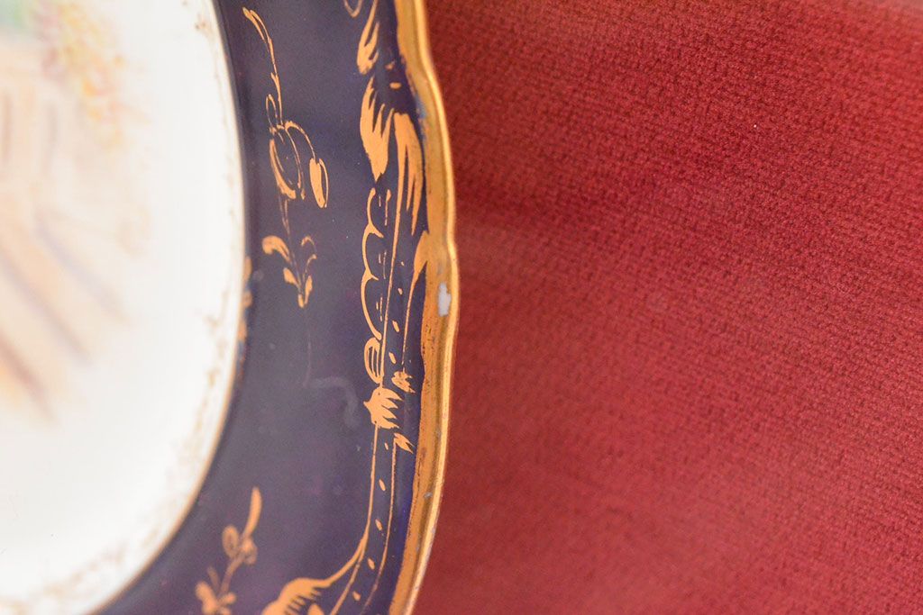 ドレスデン　アンブロジウス・ラム工房　プレート　アンティーク アンティーク アンブロジウス ラム ドレスデン磁器 金鍍金＆花