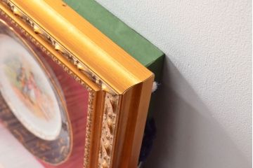 ドレスデン　ラム工房　瑠璃金彩　貴婦人と伯爵　額皿(飾り皿)(R-052504)