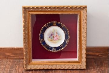 ドレスデン　ラム工房　瑠璃金彩　貴婦人と伯爵　額皿(飾り皿)(R-052505)