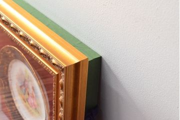 ドレスデン　ラム工房　瑠璃金彩　貴婦人と伯爵　額皿(飾り皿)(R-052505)