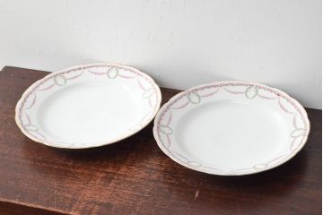 アンティーク　KPM(ベルリン王立磁器製陶所)　スープ皿2枚(プレート、洋食器)(R-052509)