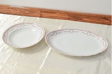 アンティーク　KPM(ベルリン王立磁器製陶所)　オーバルプレートなど2枚(大皿、洋食器)(R-052511)