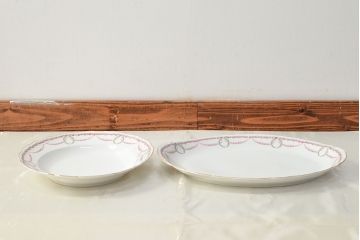 アンティーク　KPM(ベルリン王立磁器製陶所)　オーバルプレートなど2枚(大皿、洋食器)(R-052511)