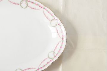 アンティーク　KPM(ベルリン王立磁器製陶所)　オーバルプレートなど2枚(大皿、洋食器)(R-052511)