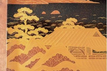 久世宗春　山水蒔絵　冠卓　共箱(花台、飾り台)(R-052514)