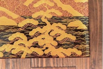 久世宗春　山水蒔絵　冠卓　共箱(花台、飾り台)(R-052514)
