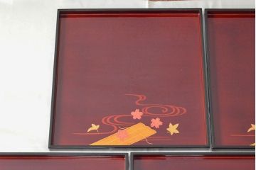 輪島塗　流水花蒔絵　卓上膳5客(木製、漆器)(R-052516)