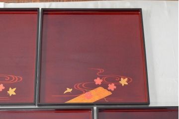 輪島塗　流水花蒔絵　卓上膳5客(木製、漆器)(R-052516)