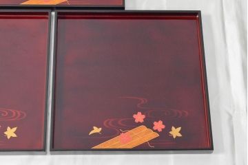 輪島塗　流水花蒔絵　卓上膳5客(木製、漆器)(R-052516)