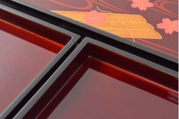 輪島塗　流水花蒔絵　卓上膳5客(木製、漆器)(R-052516)