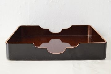 明治〜大正　鶴亀図　金蒔絵内梨地　小箱(木製、漆器、文箱、硯箱)(R-052517)