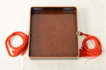 明治〜大正　鶴亀図　金蒔絵内梨地　小箱(木製、漆器、文箱、硯箱)(R-052517)