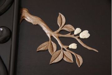 和製ビンテージ　最高級　総紫檀(シタン)彫刻　花鳥図と龍の総彫りが高級感たっぷりな、ガラス天板付き座卓(定価約240万円)(ローテーブル、ヴィンテージ)(R-052522)