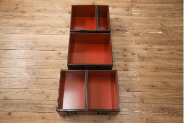 中古　高級品　　民芸城山　モダンデザインが目を惹く一閑張り階段箪笥(一貫張り、小物収納)(R-052535)