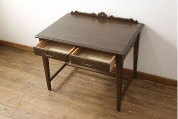 中古　美品　永田良介商店　品のある佇まいが魅力的なデスクと椅子のセット(定価約50万円)(ワークデスク、板座チェア、在宅用、在宅ワーク)(R-052539)