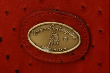 中古　美品　最高級　Lamborghini(ランボルギーニ)コレクション　Formitalia(フォルミタリア)製作　鮮やかな赤が印象的な本革2人掛けソファ　定価約240万円　(R-052541)