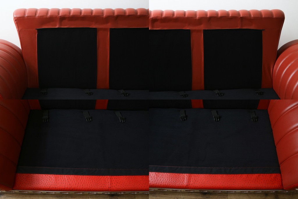 中古　美品　最高級　Lamborghini(ランボルギーニ)コレクション　Formitalia(フォルミタリア)製作　鮮やかな赤が印象的な本革2人掛けソファ　定価約240万円　(R-052541)