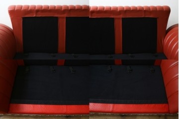 中古　美品　最高級　Lamborghini(ランボルギーニ)コレクション　Formitalia(フォルミタリア)製作　鮮やかな赤が印象的な本革2人掛けソファ　定価約240万円　(R-052541)