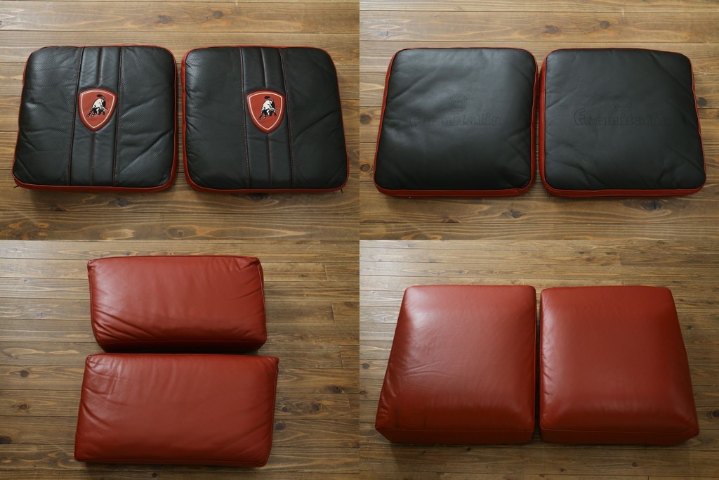 中古　美品　最高級　Lamborghini(ランボルギーニ)コレクション　Formitalia(フォルミタリア)製作　鮮やかな赤が印象的な本革2人掛けソファ　定価約240万円　(R-052541)