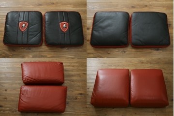 中古　美品　最高級　Lamborghini(ランボルギーニ)コレクション　Formitalia(フォルミタリア)製作　鮮やかな赤が印象的な本革2人掛けソファ　定価約240万円　(R-052541)