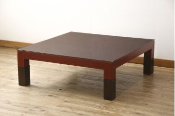 中古　美品　最高級　Lamborghini(ランボルギーニ)コレクション　Brianform(ブリアンフォルム)製作　鮮やかな赤が印象的な本革ローテーブル(定価約60万円)(センターテーブル、リビングテーブル)(R-052542)