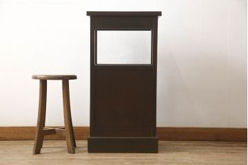 中古　北海道民芸家具　シックなお部屋にも似合う電話台(サイドテーブル、ナイトテーブル、花台、収納棚)(R-052551)