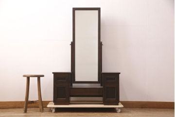 中古　松本民芸家具　M型一面鏡　シンプルなデザインのドレッサー(鏡台)(定価約24万円)(R-052552)