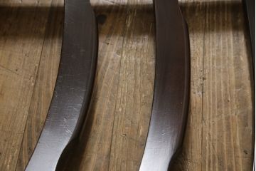中古　北海道民芸家具　HM620　滑らかな木肌が上品なラダーバックチェア4脚セット(椅子、ダイニングチェア、板座チェア)(R-052554)