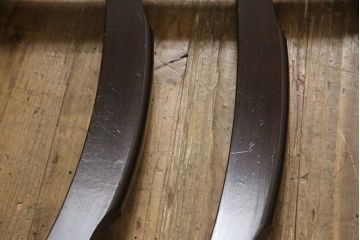 中古　北海道民芸家具　HM620　滑らかな木肌が上品なラダーバックチェア4脚セット(椅子、ダイニングチェア、板座チェア)(R-052554)