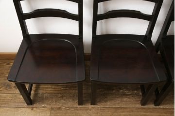 中古　北海道民芸家具　HM620　滑らかな木肌が上品なラダーバックチェア4脚セット(椅子、ダイニングチェア、板座チェア)(R-052554)
