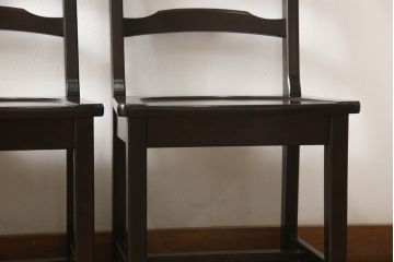中古　北海道民芸家具　HM620　滑らかな木肌が上品なラダーバックチェア4脚セット(椅子、ダイニングチェア、板座チェア)(R-052554)