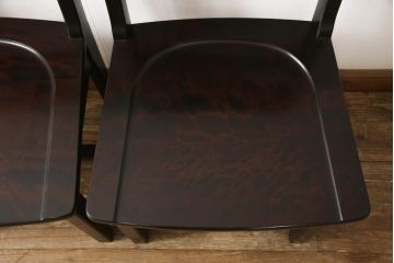 中古　北海道民芸家具　HM620　滑らかな木肌が上品なラダーバックチェア2脚セット(椅子、ダイニングチェア、板座チェア)(R-052555)