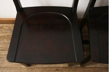中古　北海道民芸家具　HM620　滑らかな木肌が上品なラダーバックチェア2脚セット(椅子、ダイニングチェア、板座チェア)(R-052556)