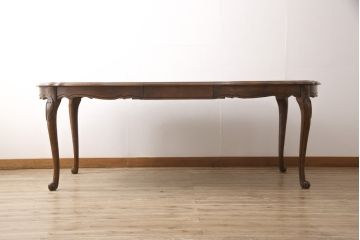中古　DREXEL HERITAGE(ドレクセルヘリテイジ)　アメリカ輸入モデル　格調高いデザインが魅力的なニレ材製エクステンションテーブル(拡張式テーブル、ダイニングテーブル)(R-052557)