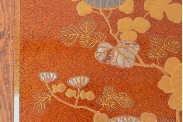 江戸〜明治　光琳蒔絵梨地　文箱・文台(木製、漆器、大名道具)(R-052562)
