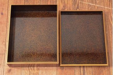 江戸〜明治　光琳蒔絵梨地　文箱・文台(木製、漆器、大名道具)(R-052562)