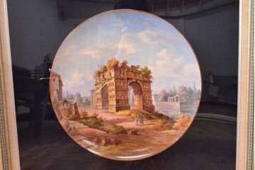 アンティーク　KPM(ベルリン王立磁器製陶所)　大皿(陶板画、洋食器)(R-052563)