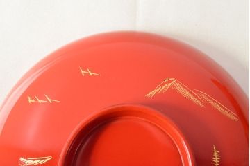 明治〜大正　沈金蒔絵朱塗椀5客(木製、漆器)(R-052569)