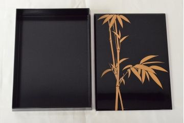 平安象彦　金彩竹林蒔絵　手文庫(硯箱、木製、漆器)(R-052570)