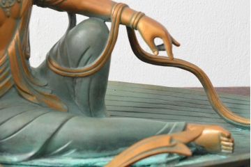 大仏師　長田晴山　一葉観音　ブロンズ像　487/950(R-052571)