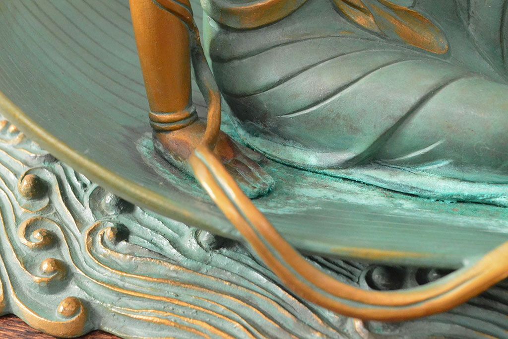 大仏師　長田晴山　一葉観音　ブロンズ像　487/950(R-052571)