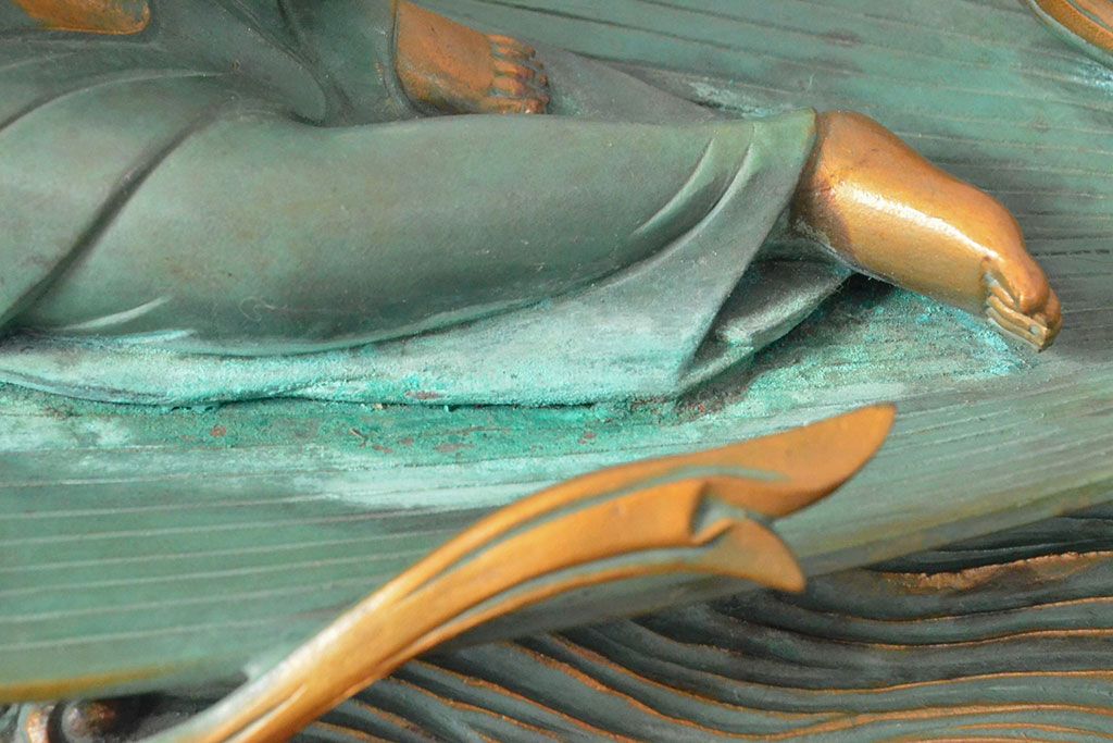 大仏師　長田晴山　一葉観音　ブロンズ像　487/950(R-052571)