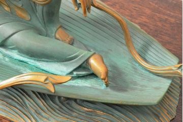 大仏師　長田晴山　一葉観音　ブロンズ像　487/950(R-052571)